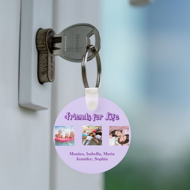 Namn för bästa vänner violetta lila-skript nyckelring (Skapare uppladdad)