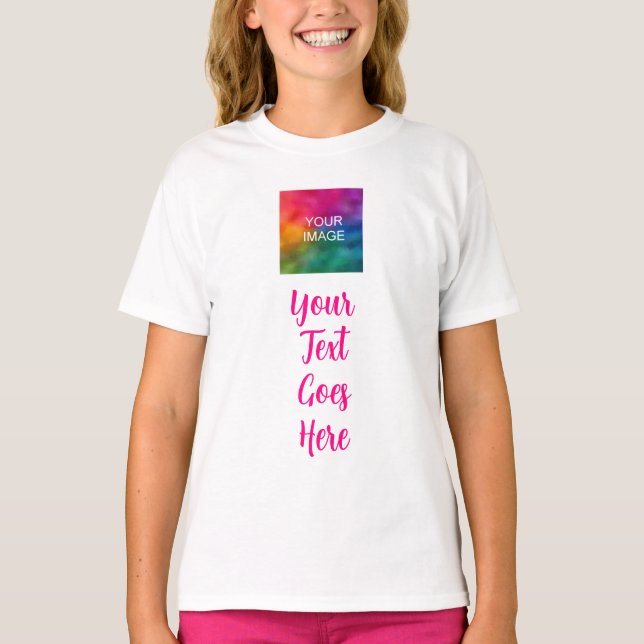 Namn för bildtext för Anpassningsbarna Flickor vit T Shirt (Framsida)