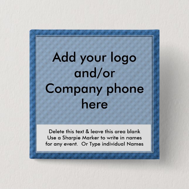 Namn för blåtthändelseaffären förser med märke knapp (Framsida)