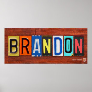 Namn för BRANDON-registreringsskyltbrev Poster