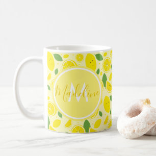 Namn för citronlövmönster märka med sina initi kaffemugg
