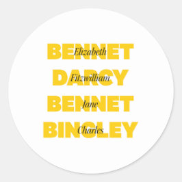 Namn för de viktigaste tecknen från Pridet och för Runt Klistermärke