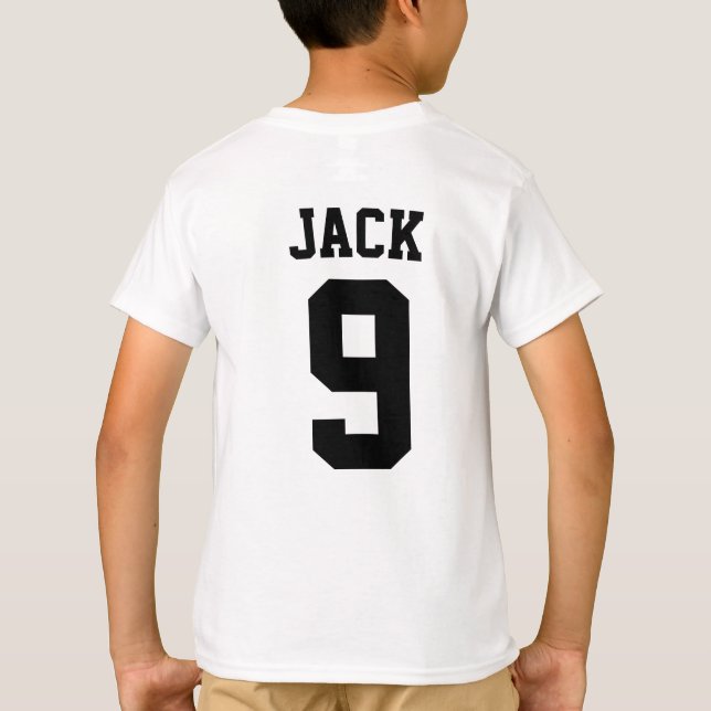 Namn för fotbollfotbollanpassningsbar och numrerar t shirt (Baksida)