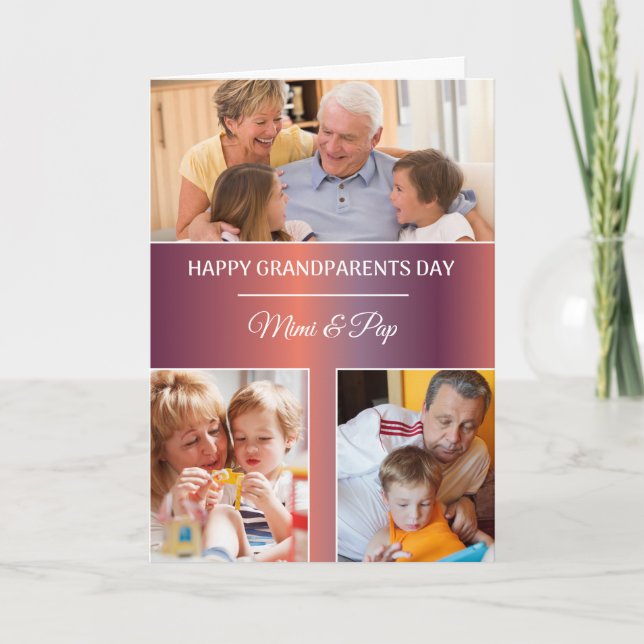 Namn för foto för morförälderdaganpassningsbar 3 kort (Framsida)