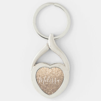 Namn för hjärtnyckelringglitterpersonlig twisted heart silverfärgad nyckelring