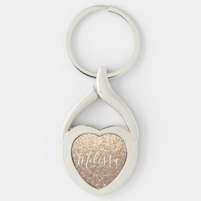 Namn för hjärtnyckelringglitterpersonlig twisted heart silverfärgad nyckelring (Framsidan)