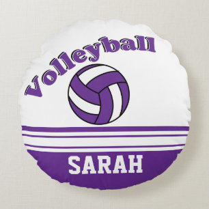Namn för lila- och vitvolleyboll DIY Rund Kudde