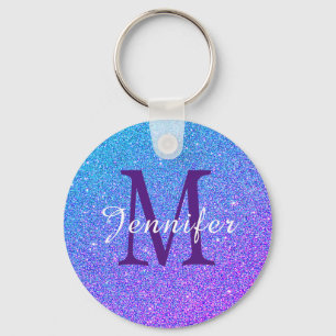 Namn för Monogram för Sparkles för lilablåttOm Nyckelring