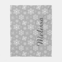 Namn för personlig för silverjulsnöflingor fleecefilt