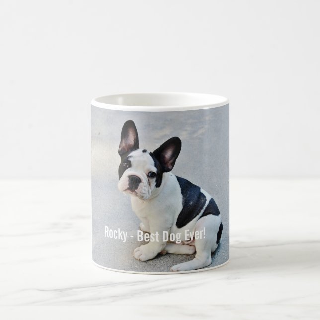 Namn för personligbulldoggfoto och bulldogg kaffemugg (Center)