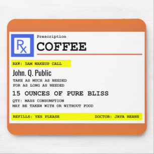 Namn för receptkaffepersonlig musmatta