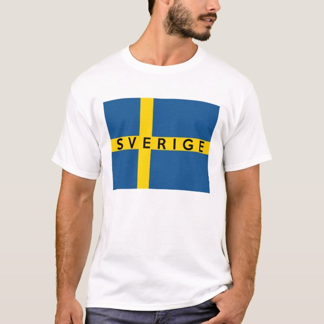 namn för text för land för sverigesverigeflagga t shirt (Framsida)