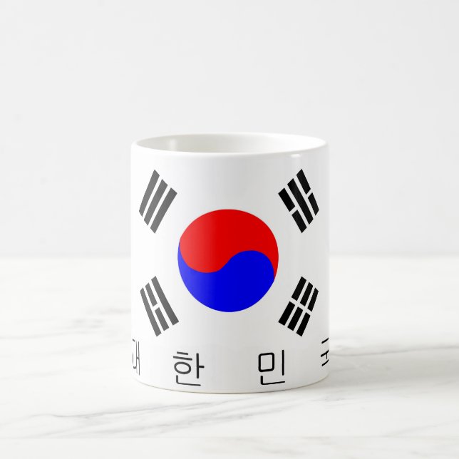 namn för text för Sydkoreaflaggaland koreanskt Kaffemugg (Center)