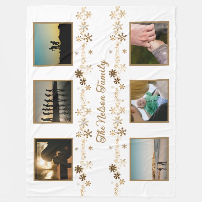 Namn-foto för Guld-snunflake-familjen Fleecefilt (Framsidan)