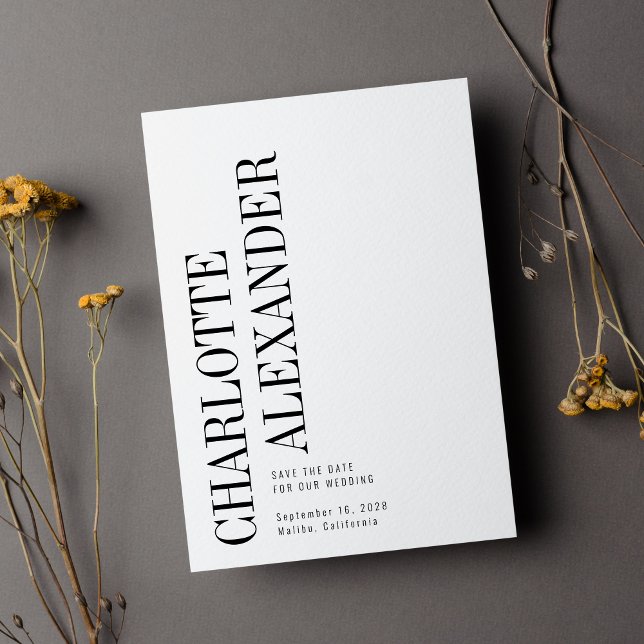 Namn-foto för minimalistiskt svart vitt Lodrät Spara Datumet (Skapare uppladdad)