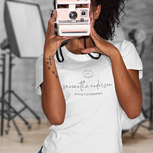 Namn-fotoarbetskläder för modern Logotyp T Shirt