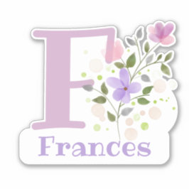 Namn Frances & Initial med blomsterdesign Klistermärken