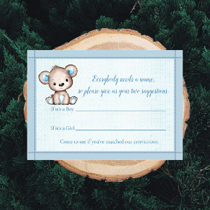 Namn Game Cute Brown Bear Boy Shower Game Tilläggskort