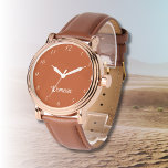 Namn Girl Boy Women Manar | Rust Elegant Armbandsur<br><div class="desc">Personlig Namn Girl Boy Women Manar | Modern bevakning av rost Elegant | Klassisk | ELEGANT | TRENDIG | SNYGGT | Gift. Du kan välja att lägga till ditt namn, namn på en älskad person eller ett speciellt meddelande. Oavsett om det är en hjärtlig gåva till någon som är kär...</div>
