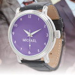 Namn Girl Boy Women Manar | Snyggt för Lila av Roy Armbandsur<br><div class="desc">Personlig Namn Girl Boy Women Manar | Royal Lila Elegant Modern Watch | Klassisk | ELEGANT | TRENDIG | SNYGGT | Gift. Du kan välja att lägga till ditt namn, namn på en älskad person eller ett speciellt meddelande. Oavsett om det är en hjärtlig gåva till någon som är kär...</div>