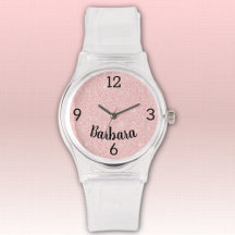 Namn, Girly Rosa Glitter Silikonrem