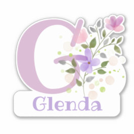 Namn Glenda plus initial med blommönster Klistermärken