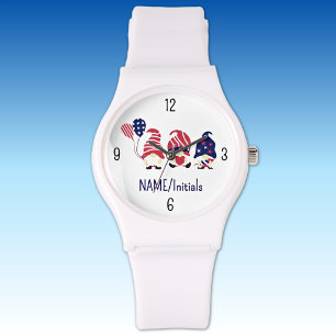 Namn & Gnomes, 4:e juli, White Silicone Sport Armbandsur