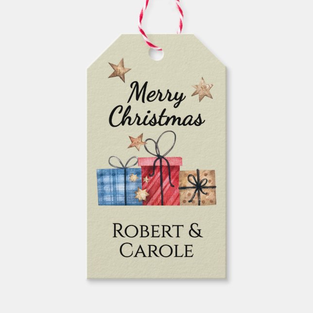 Namn, God jul Presenter och Stars Gift-Märkre Presentetikett (Framsidan)