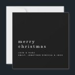 Namn God jul svart med minimalistisk text Kort<br><div class="desc">Minimalistisk text Namn God jul White på Black. Klassi enkel elegans,  minimal stil,  med hälsning större i snyggt med liten väska med namn under med mycket vanligt område. Anpassa texten till dina egna detaljer. Helt anpassade.</div>