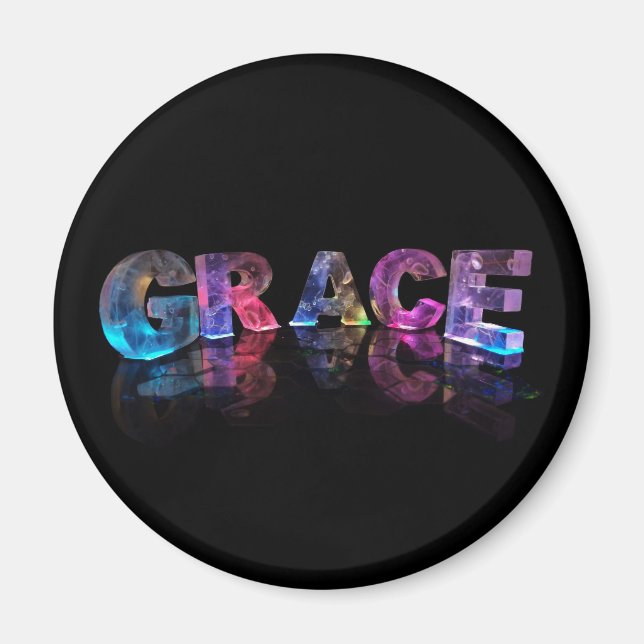 Namn Grace i 3D Ljus (foto) Magnet (Framsidan)