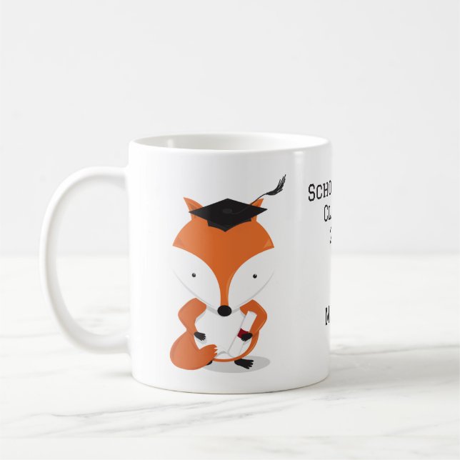 Namn Grad Cap Fox Studenten Kaffemugg (Vänster)