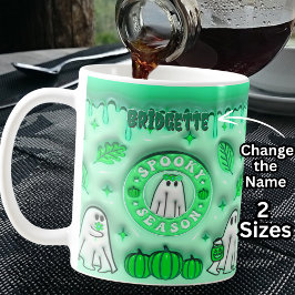 Namn Grönt 3D, effekt Halloween Ghost Spooky Seaso Kaffemugg