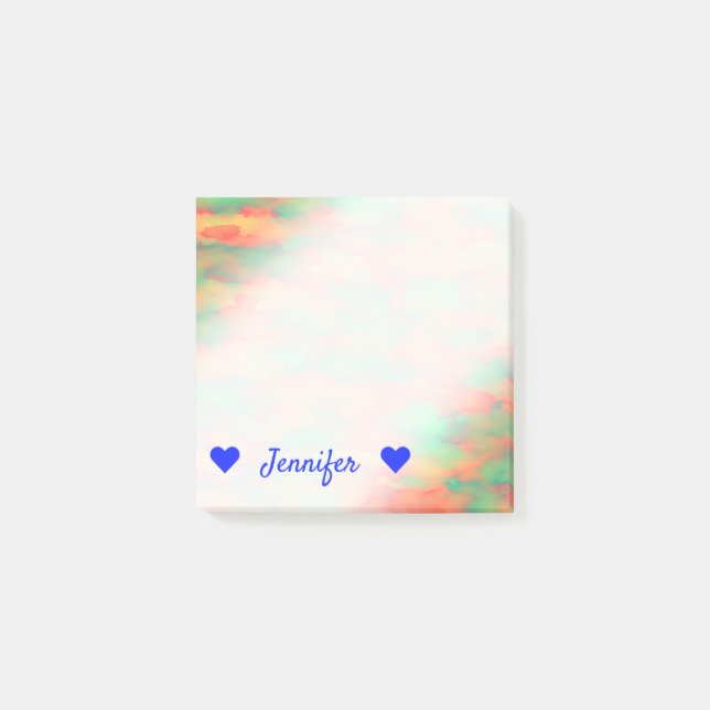 Namn + Grönt rött Vattenfärg-Något liknande Post-it Block (Framsida)