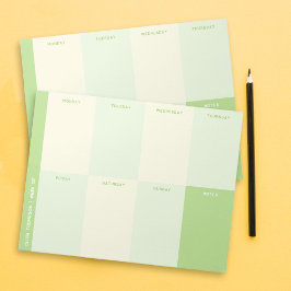 Namn Grönt School Weekly Planner Anteckningsblock