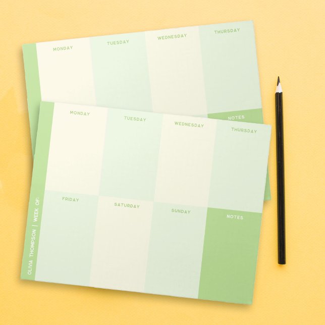 Namn Grönt School Weekly Planner Anteckningsblock (Skapare uppladdad)
