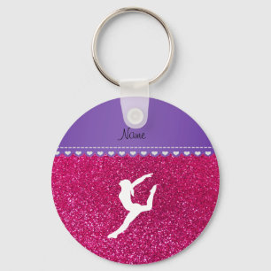 Namn gymnast neon inte rosa glitter nyckelring