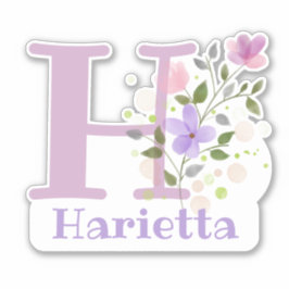 Namn Harietta Initial med blomsterdesign Klistermärken