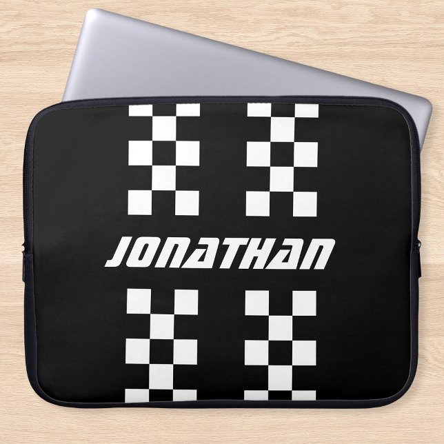 Namn Helt Anpassade Färger Dubbla Rutiga Ränder Laptop Fodral (Skapare uppladdad)
