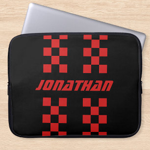 Namn Helt Anpassade Färger Dubbla Rutiga Ränder Laptop Fodral