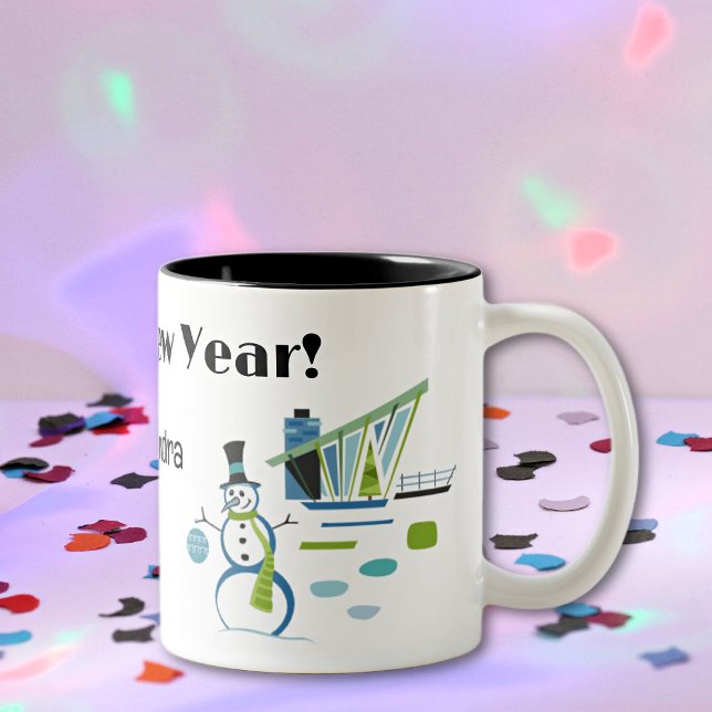 Namn, HNY Gott nytt år 11oz Retro Två-Tonad Mugg (Skapare uppladdad)