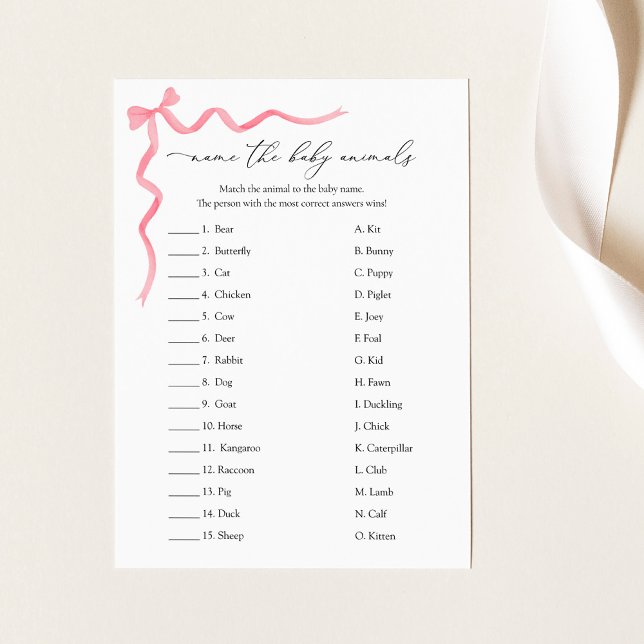 Namn i Baby djur Baby Shower-spelet Inbjudningar (Skapare uppladdad)