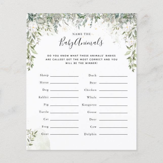 NAMN i BABY DJUR | Barnstödsspel (Framsida)