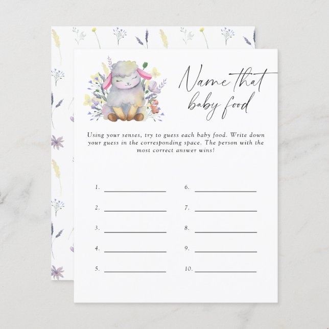 Namn i baby, matduschspel - Baby Lamb (Fram/baksida)