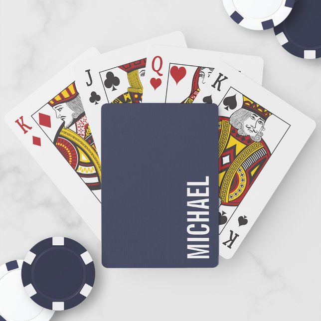 Namn i den marina blå moderna minimalistiska Perso Casinokort (Skapare uppladdad)