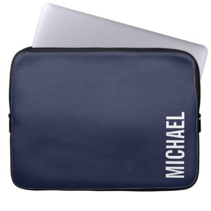 Namn i den marina blå moderna minimalistiska Perso Laptop Fodral