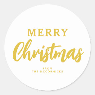 Namn i den minimalistiska familjen Guld i God jul Runt Klistermärke