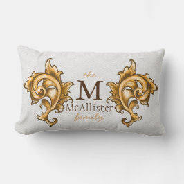 Namn i familjen Regal Guld Löv Laurels Lumbarkudde