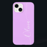 Namn i Lavender White Elegant Calligraphy<br><div class="desc">Lavender Elegant White Calligraphy Script Anpassningsbar Personlig Namn iPhone 14 Smart Phone Case har en modern och enkel design för trendig och snyggt med personlig namn i elegant-handskriven calligraphy-skripttypografi på lavender-bakgrund. Designad av ©Evco Studio www.zazzle.com/store/evcostudio</div>