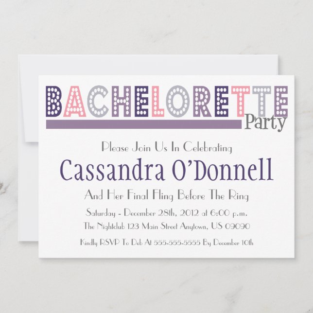 Namn i Ljus Bachelorette Party-Inbjudningskort (Li Inbjudningar (Framsida)