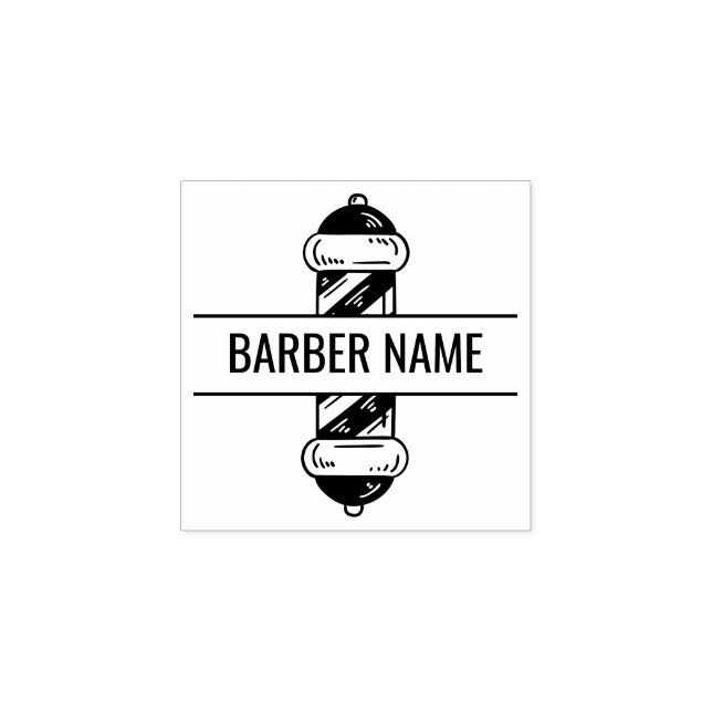 Namn i mitten av barberarstång stämpel (Tryck)